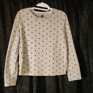 Gray Polka Dot Long Sleeve Top